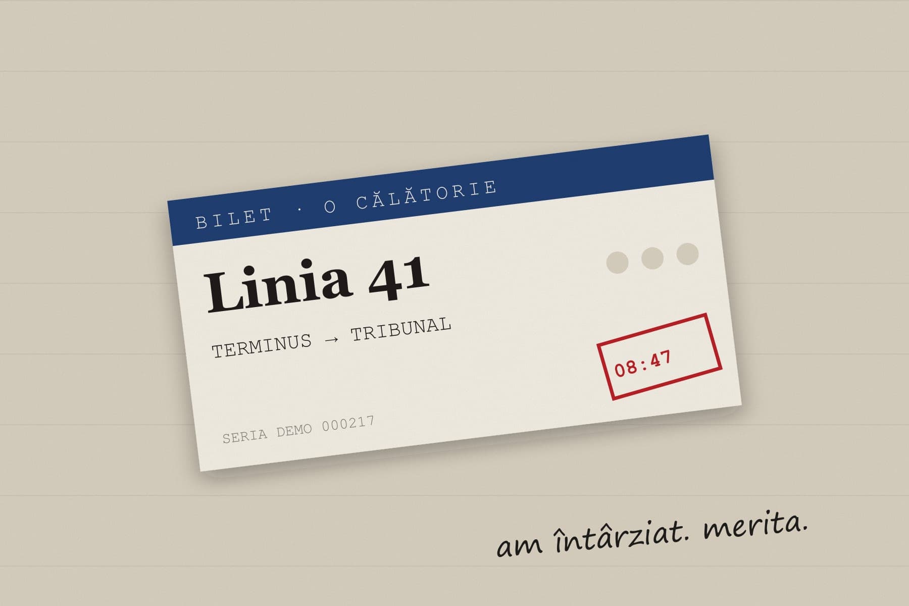 Un bilet de tramvai perforat, linia 41